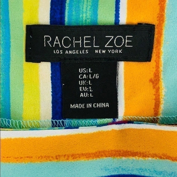 Rachel Zoe Vibrant Multi Stripe Top Sz L - Picture 8 of 11